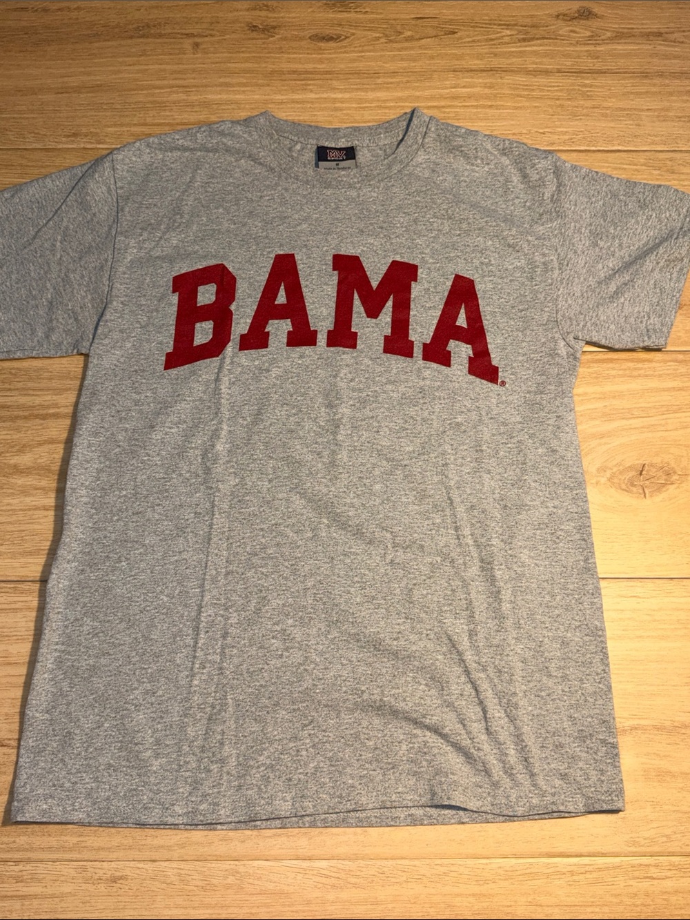 BAMA Gray Cotton Tee with Crimson Logo by MV Soort size medium